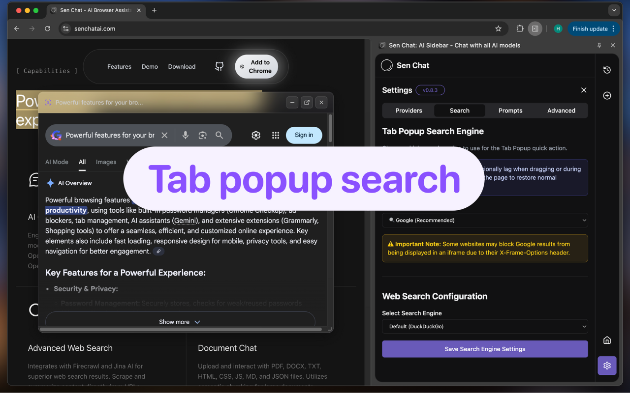 Sen Chat - Screenshot 2 showing product features and functionality