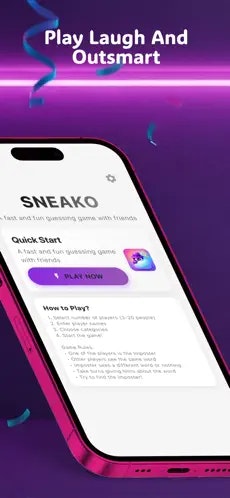 Sneako: Party Word Game - Main product screenshot demonstrating key features and user interface