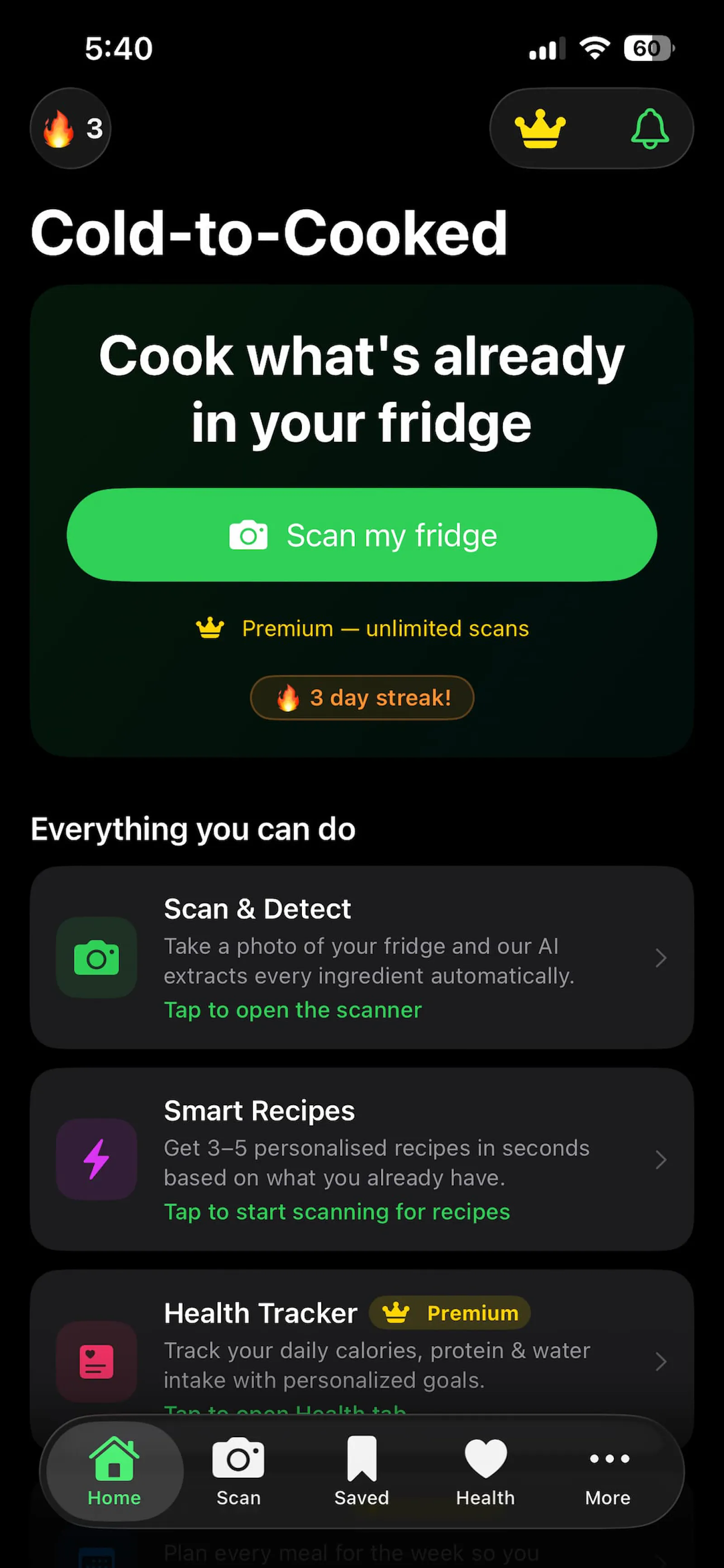 Cold-to-Cooked: AI Fridge Recipes screenshot 2