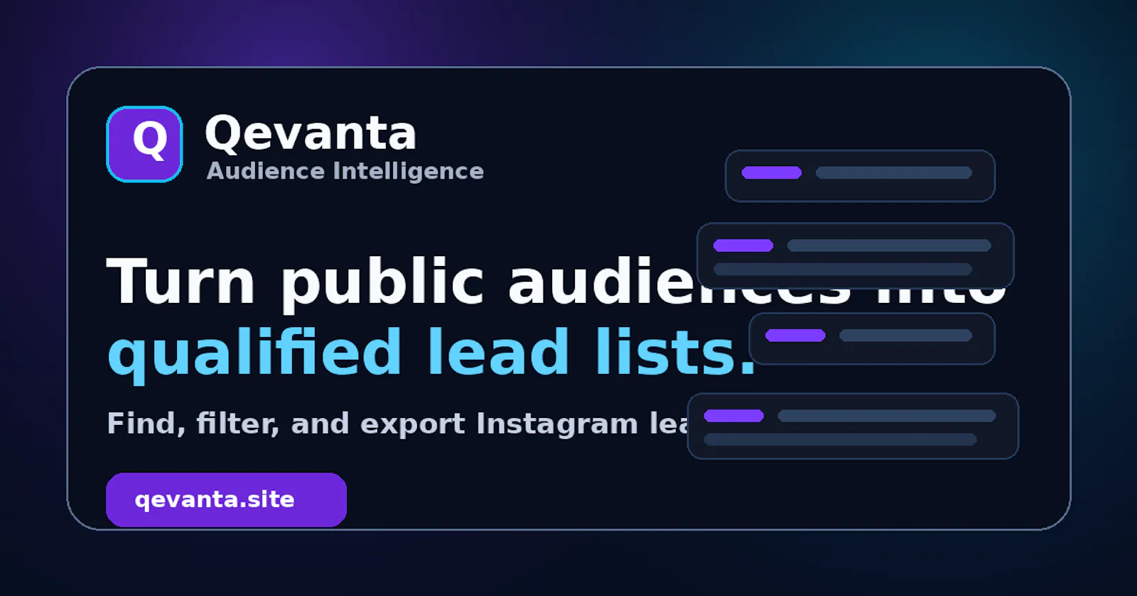 Qevanta Instagram Lead Discovery screenshot 2