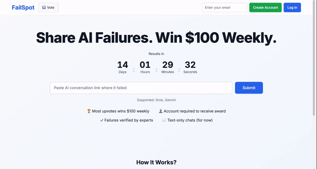 FailSpot-Win $100 weekly for AI Failures
