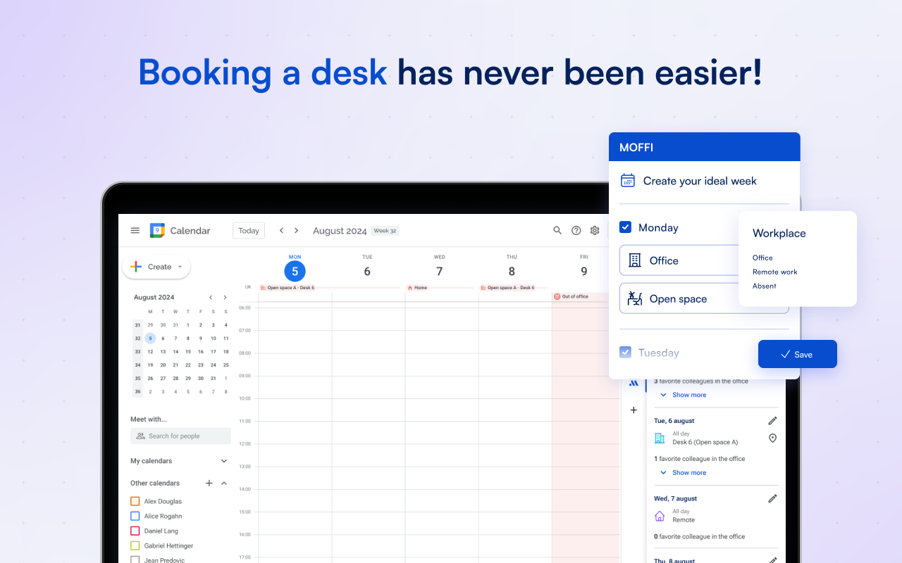 Moffi Desk Booking - Nieuwe bureau -boeking en WFH -tool op Google Workspace gratis media 2