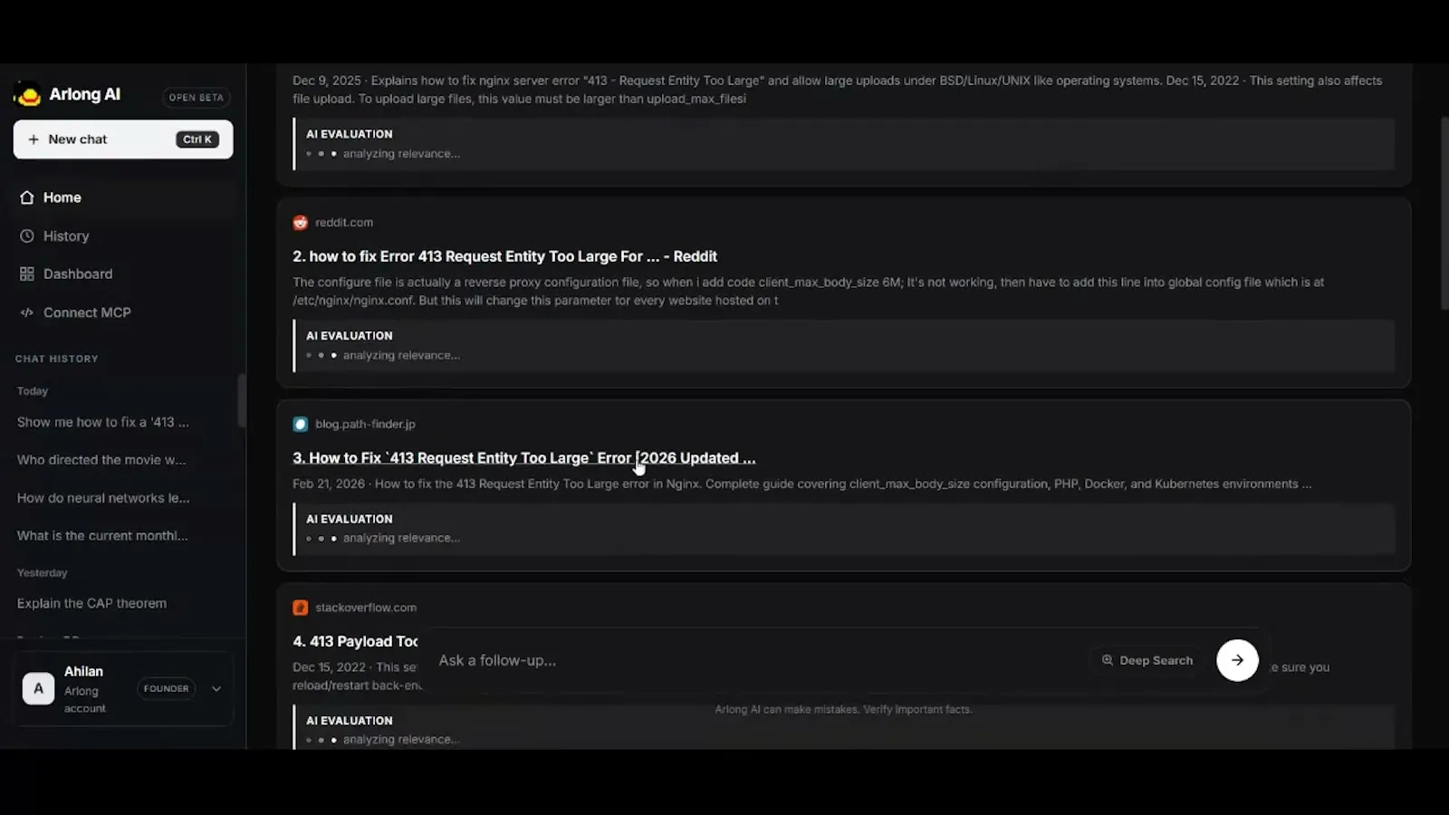 Arlong Search AI  screenshot 1 (video preview)