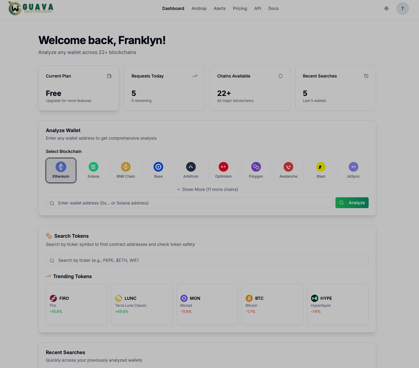 Guava Wallet Intelligence - Screenshot 2 showing product features and functionality