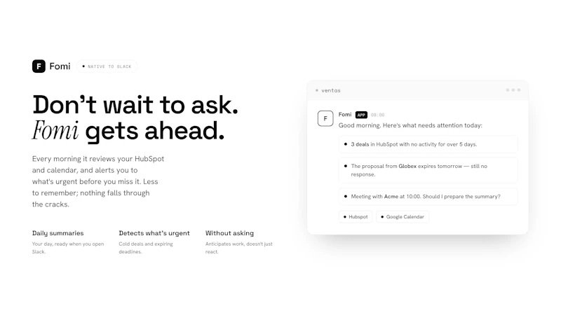 Fomi Agent AI - Slack screenshot 2