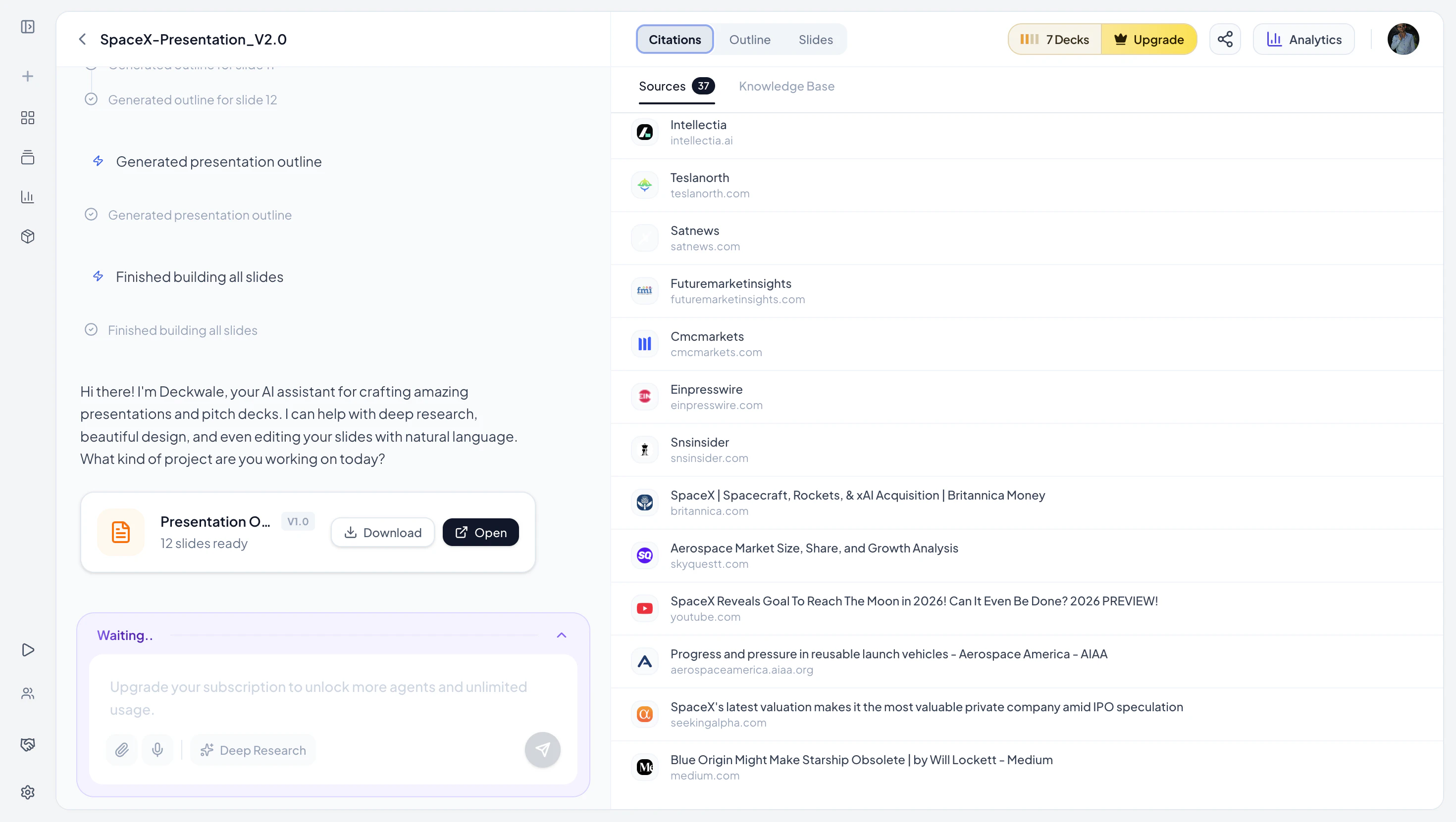 Deckwale AI Presentation Builder screenshot 2