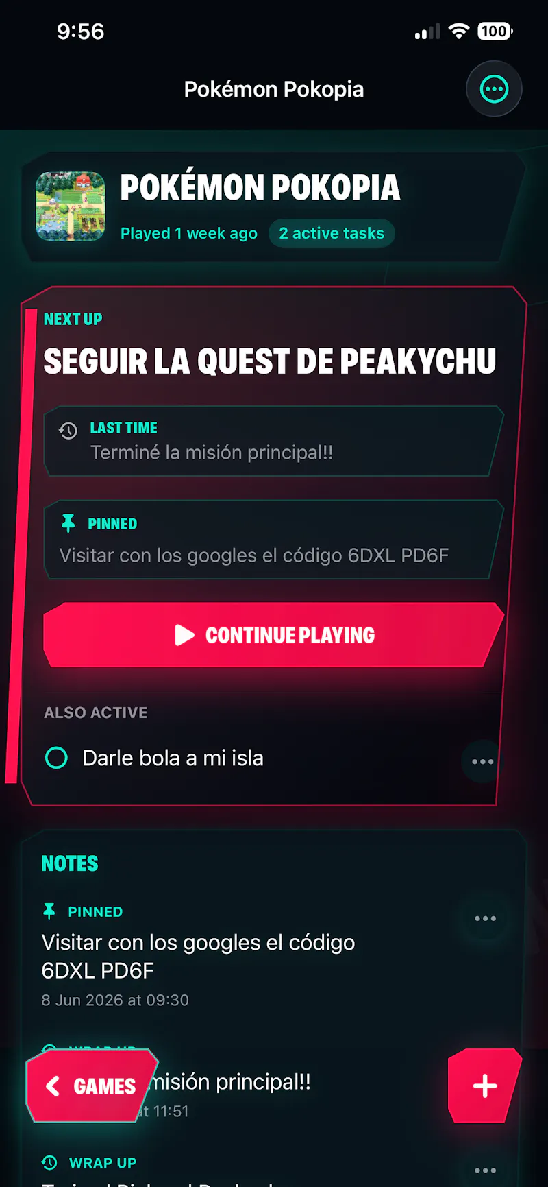 CheckPoint Game Notes & ToDos screenshot 1