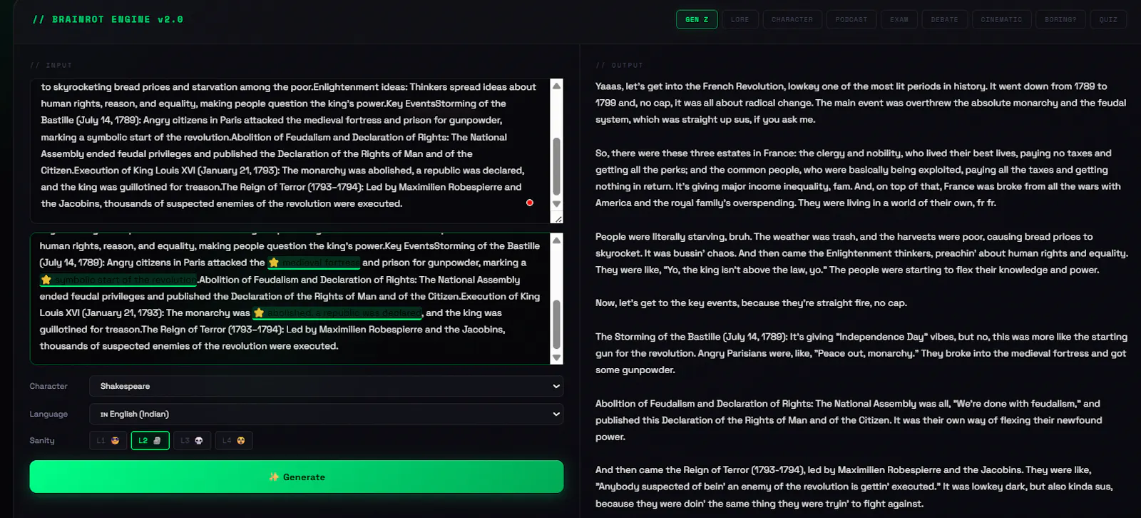 BrainRot LLM — Textbooks, Translated screenshot 2
