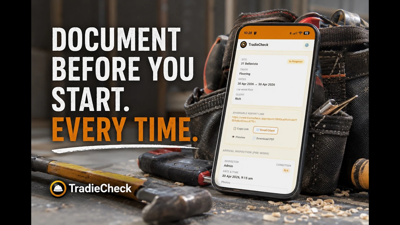 TradieCheck — Proof Before You Start screenshot 1 (video preview)