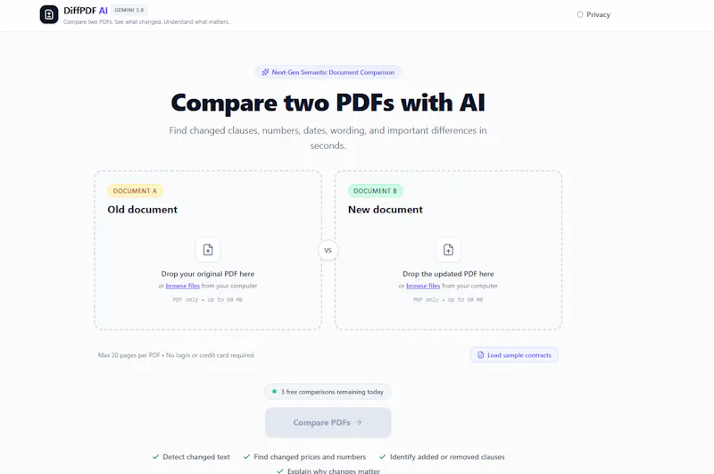 DiffPDF AI screenshot 2