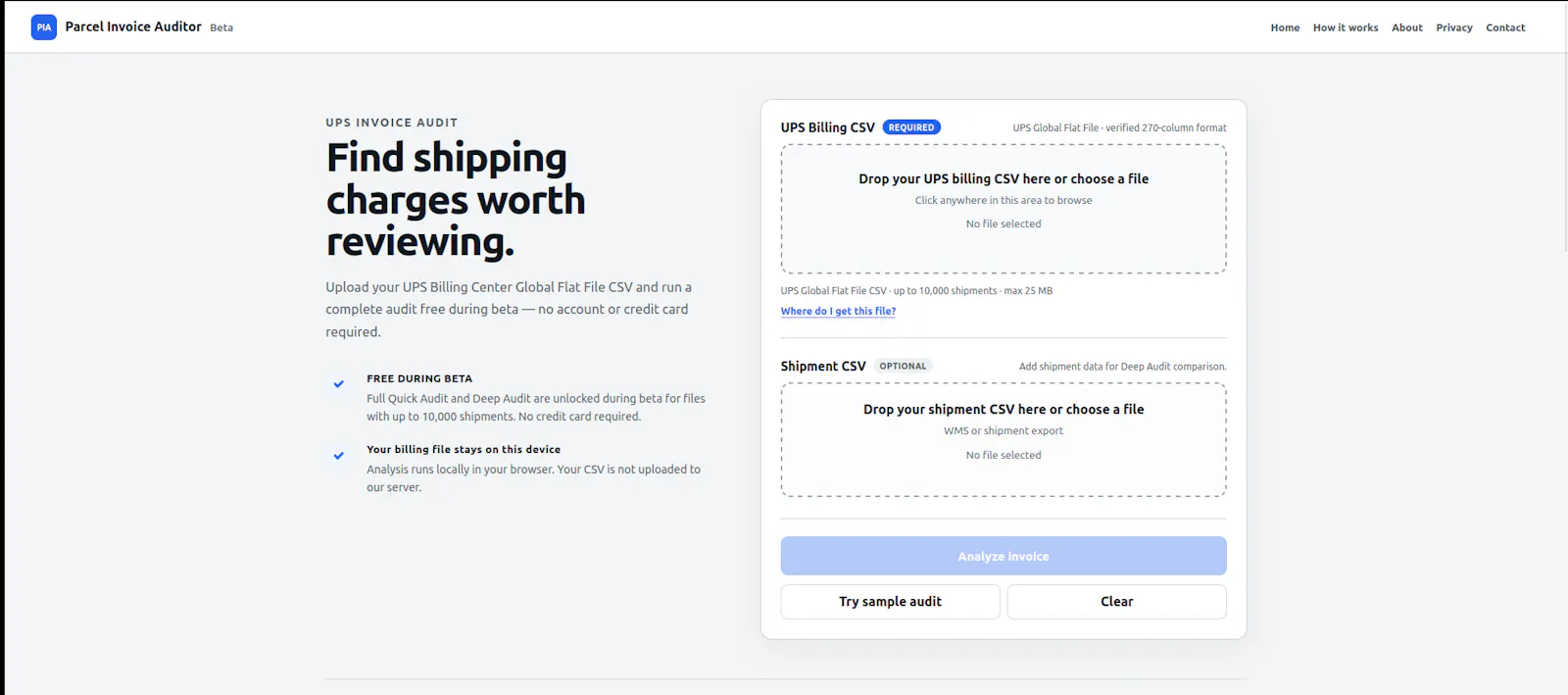 Parcel Invoice Auditor screenshot 1
