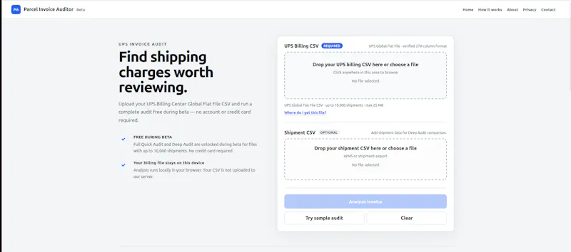 Parcel Invoice Auditor screenshot 1