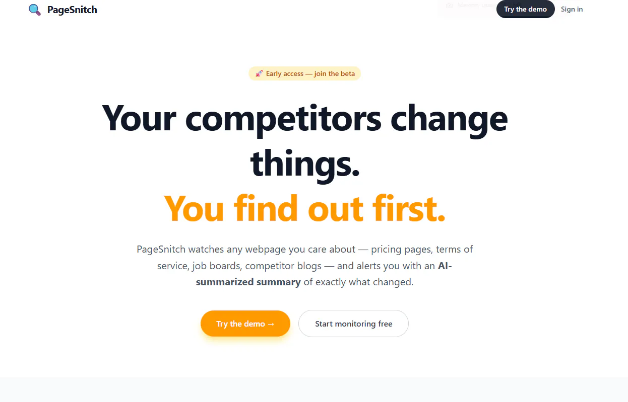 PageSnitch のプロダクトバナー