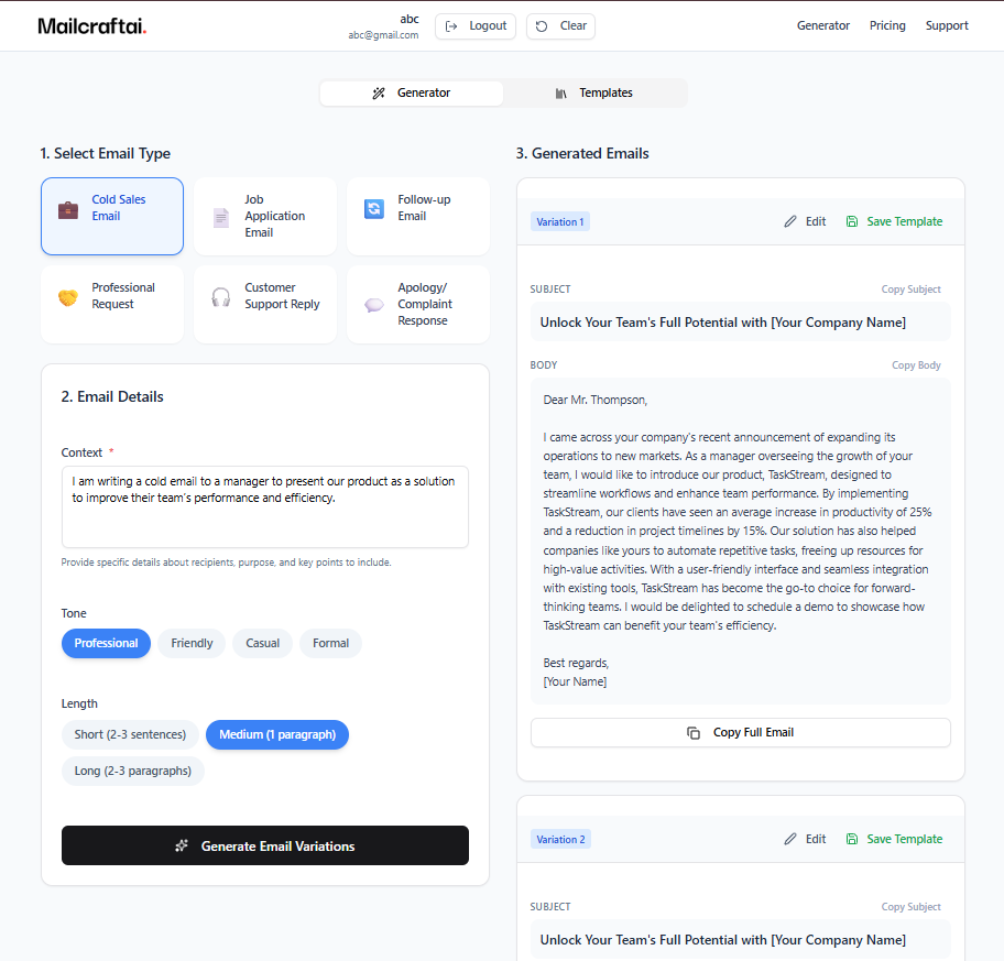 MailCarftai - Product Hunt launch logo and brand identity