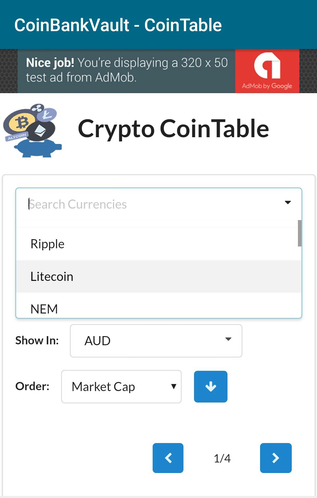 CryptoCurrencie - Coin Market Table gallery image