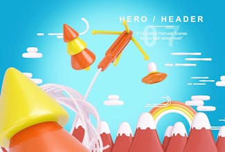 PSD Bright Travel Items Scene Generator gallery image