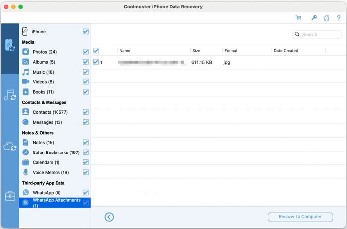 Coolmuster iPhone Data Recovery for Mac - Screenshot 5 showing product features and functionality