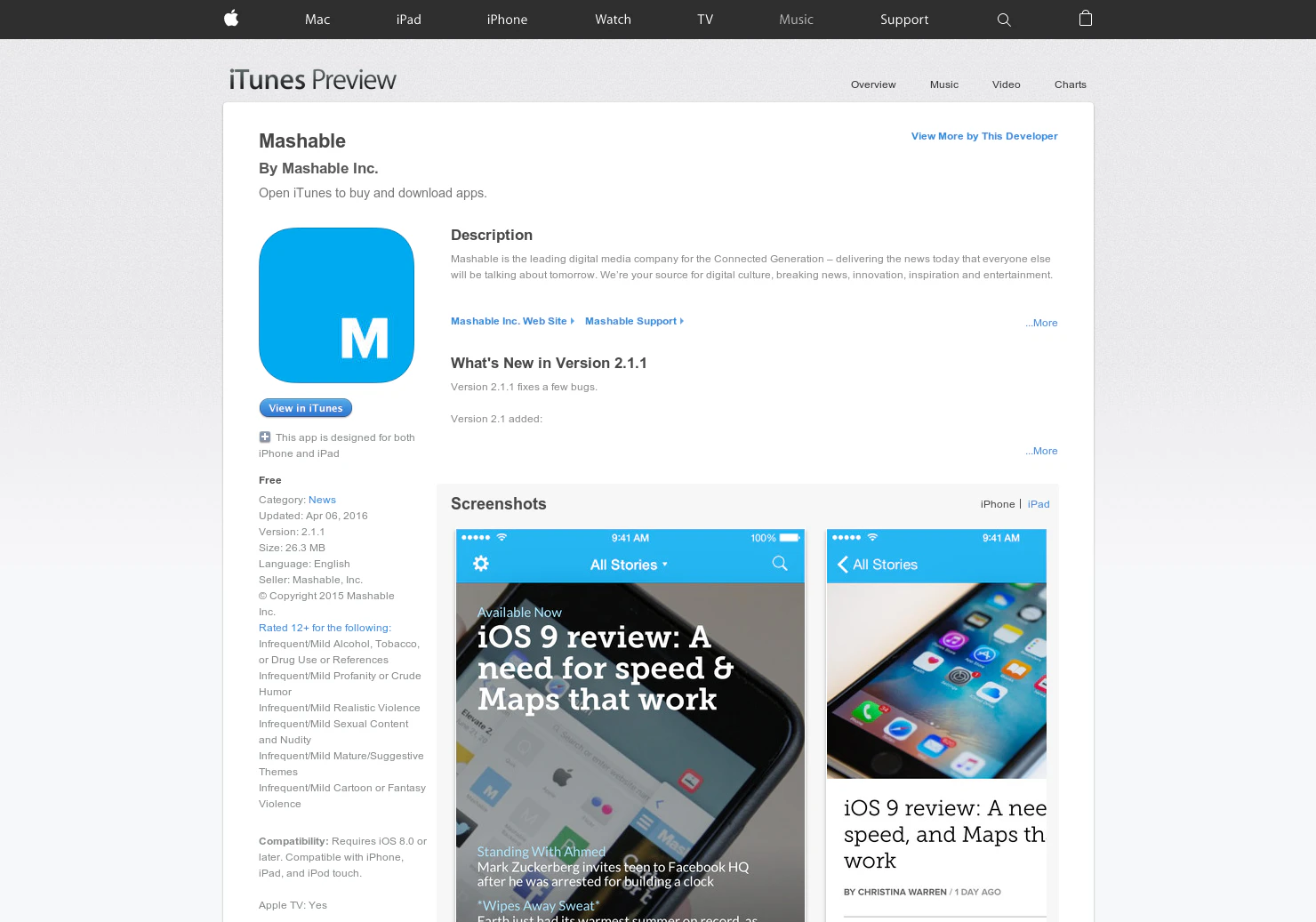 Mashable for iPhone