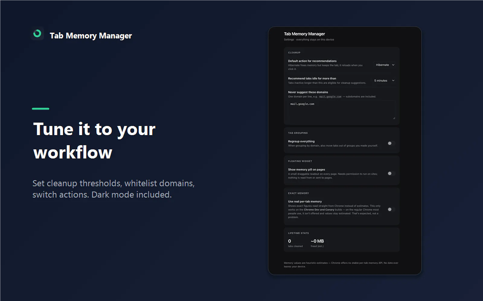 Tab Memory Manager screenshot 2