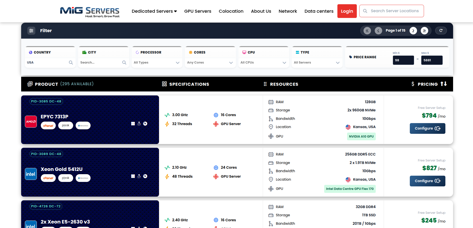 MIG servers gallery image