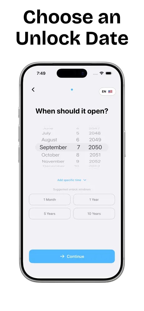 Time Capsule App - Main product screenshot demonstrating key features and user interface