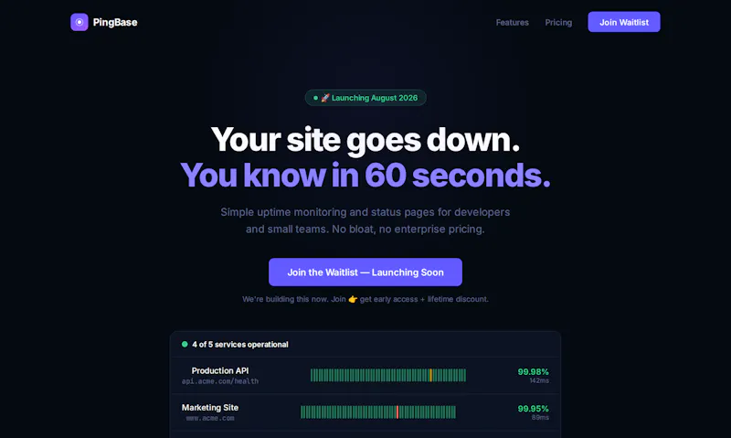 PingBase — Simple Uptime Monitoring screenshot 2