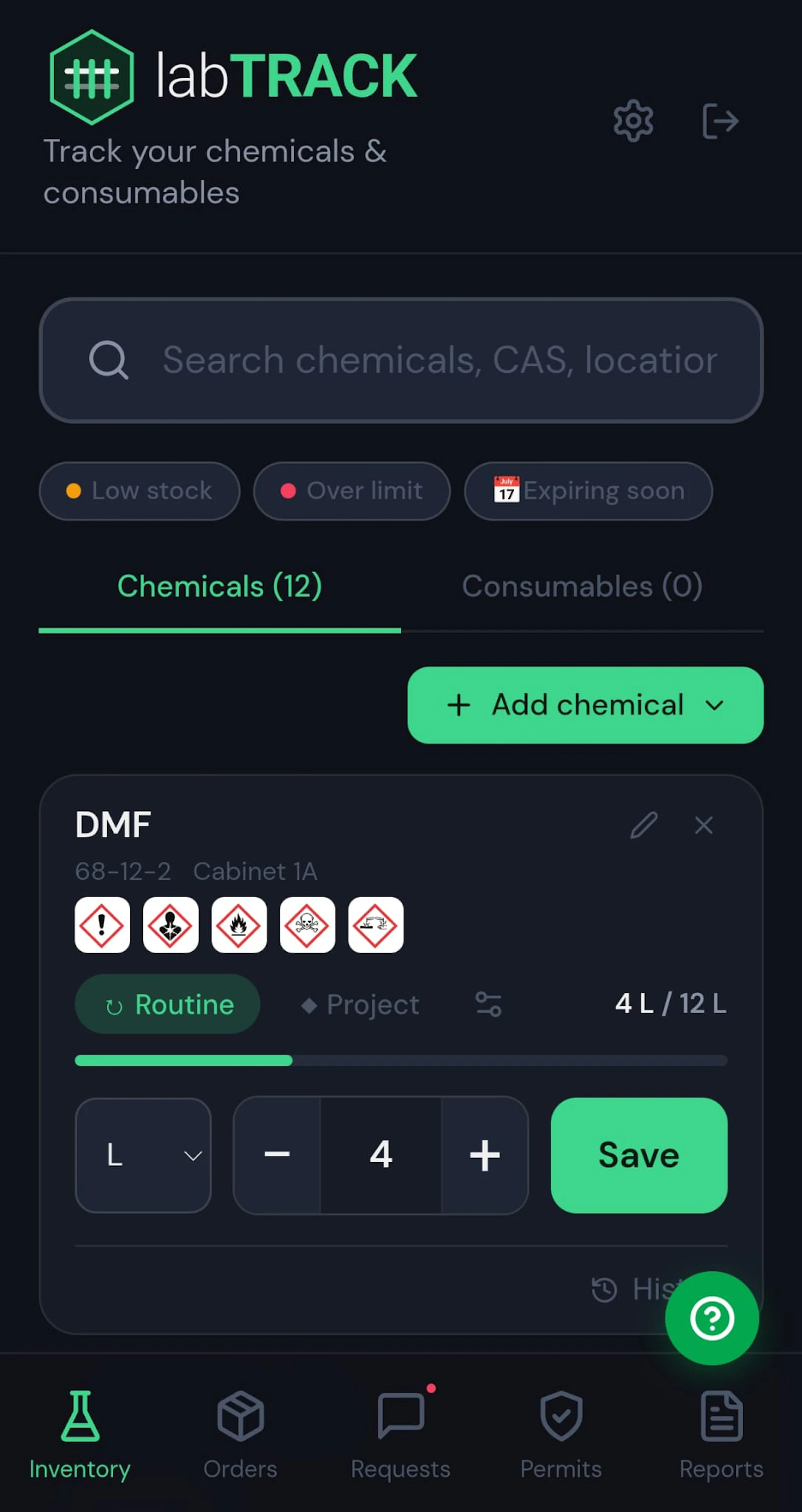 labTRACK — Lab Inventory Management screenshot 1