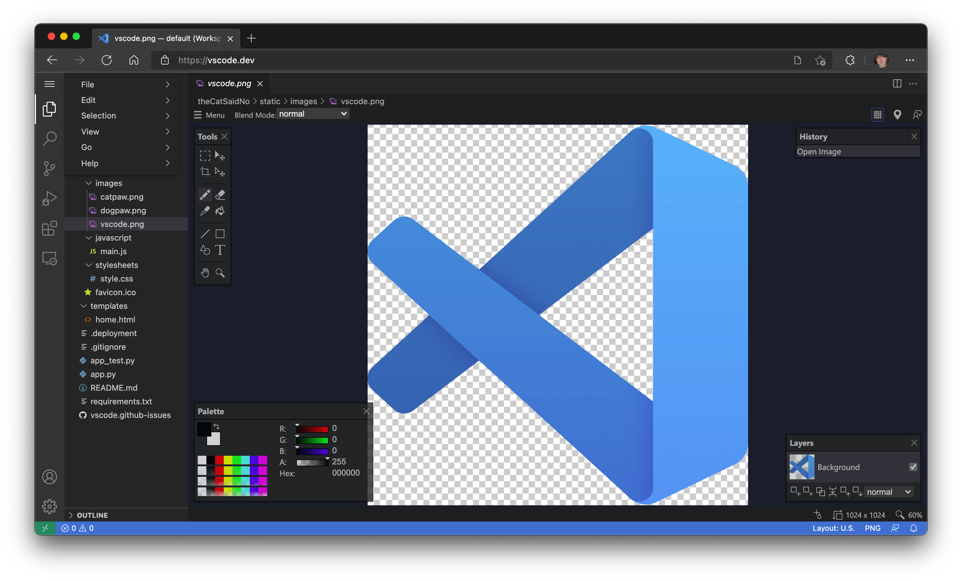 vscode.dev gallery image