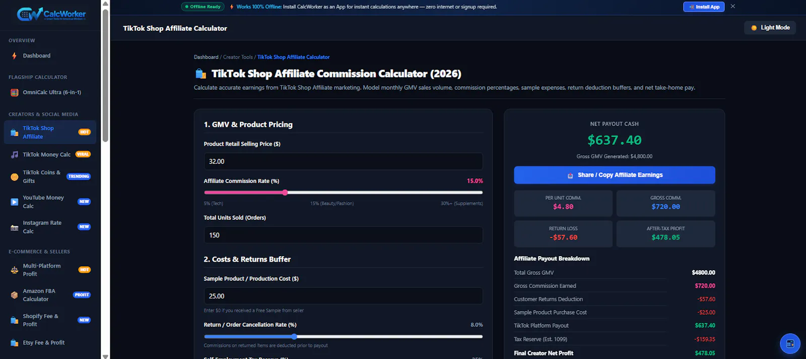 CalcWorker screenshot 2