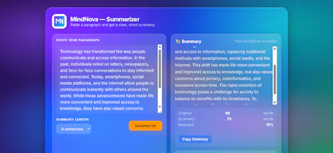 MindNova — Summarizer gallery image
