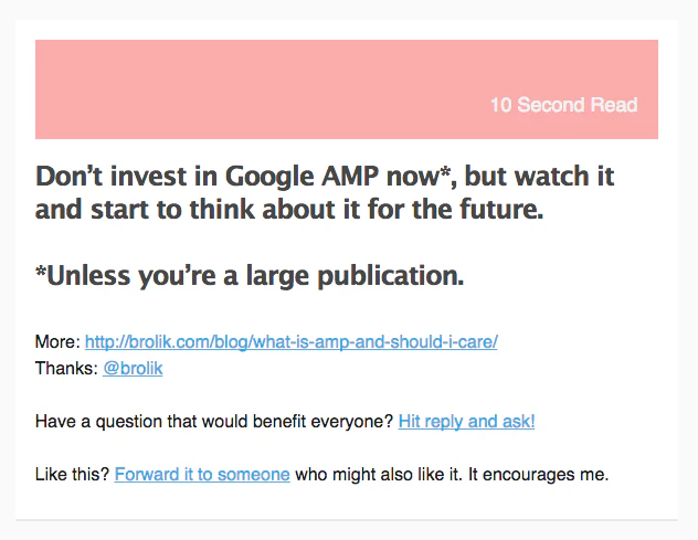 10 Second Reads Weekly Email