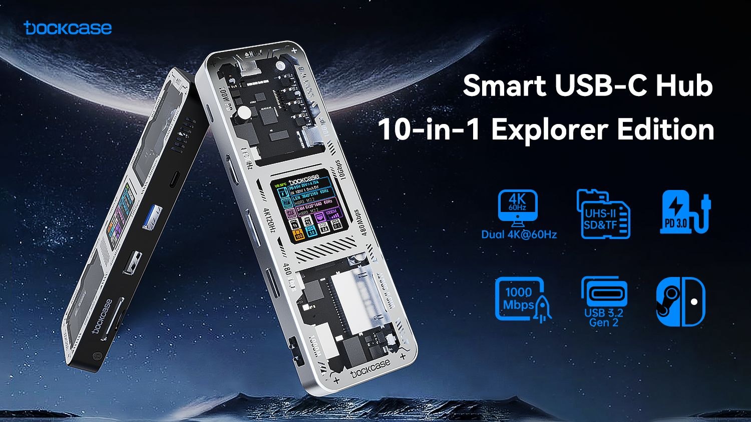 Dockcase Smart USB-C Hub 10-in-1 editie - De ultieme slimme hub voor uw werkruimte. media 2
