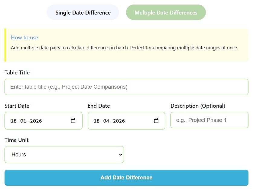 Difference Between Two Dates Calculator gallery image