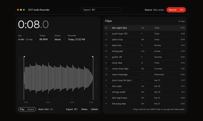 DOT Audio Recorder screenshot 4