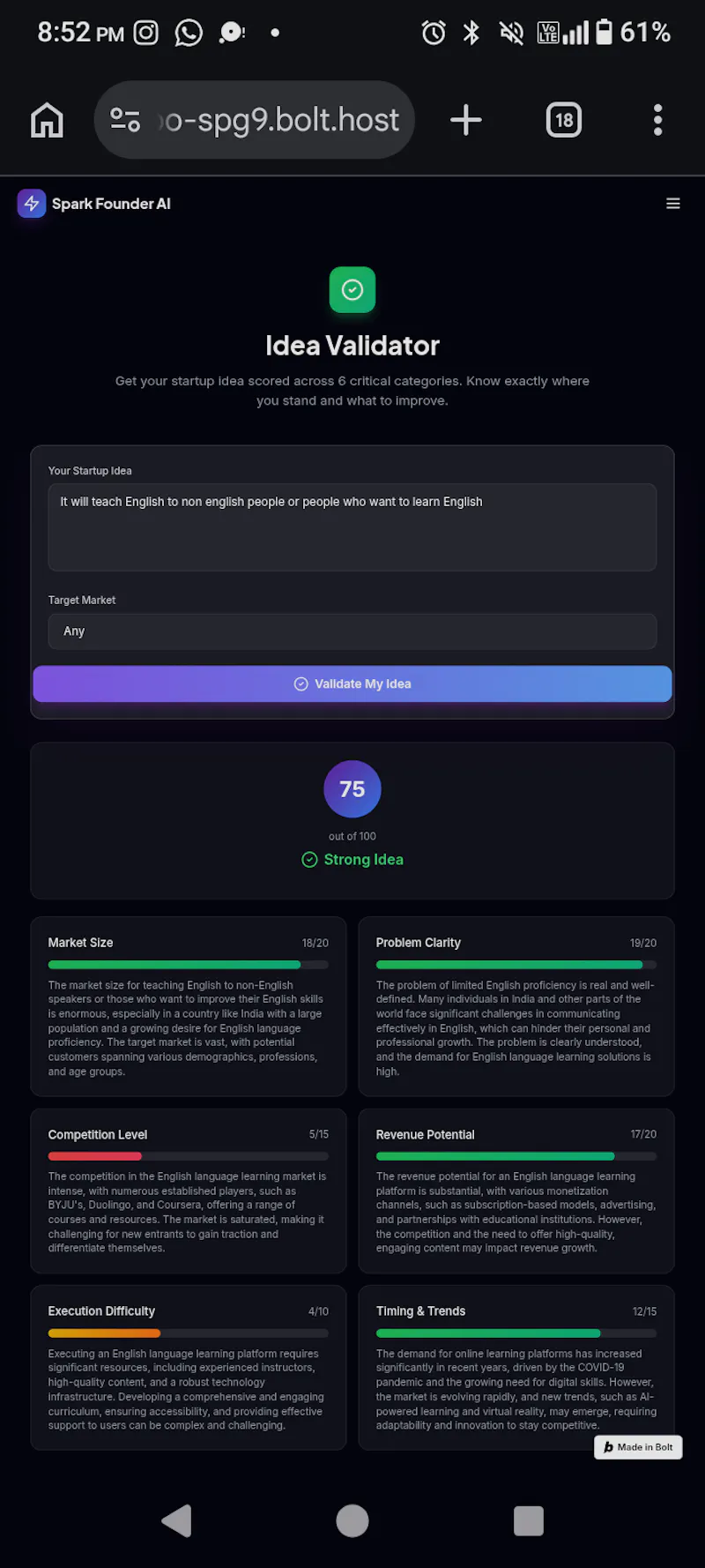 SPARK FOUNDER AI -YOUR CO FOUNDER  screenshot 2