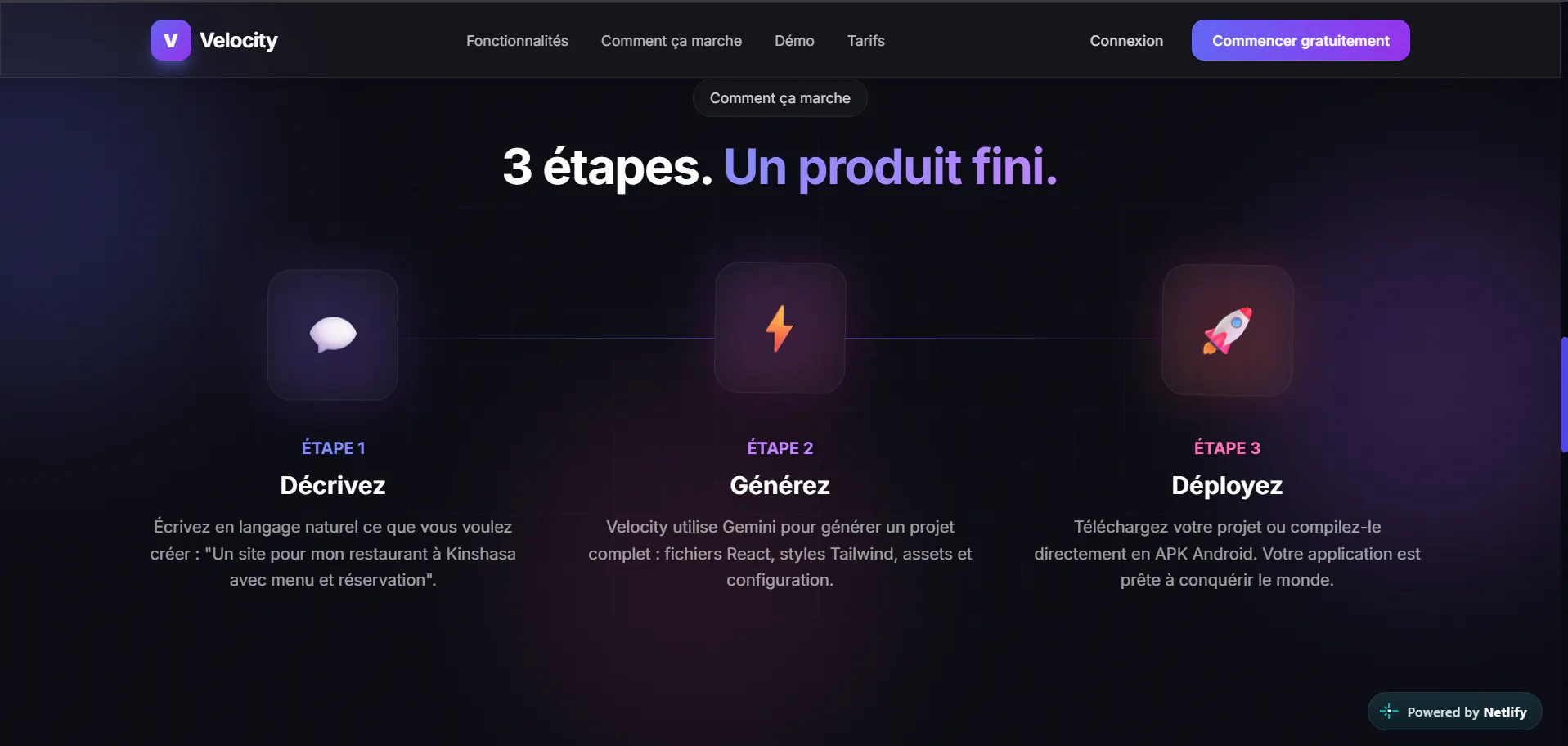 Velocity — Créez  Web & Mobile avec l'IA gallery image