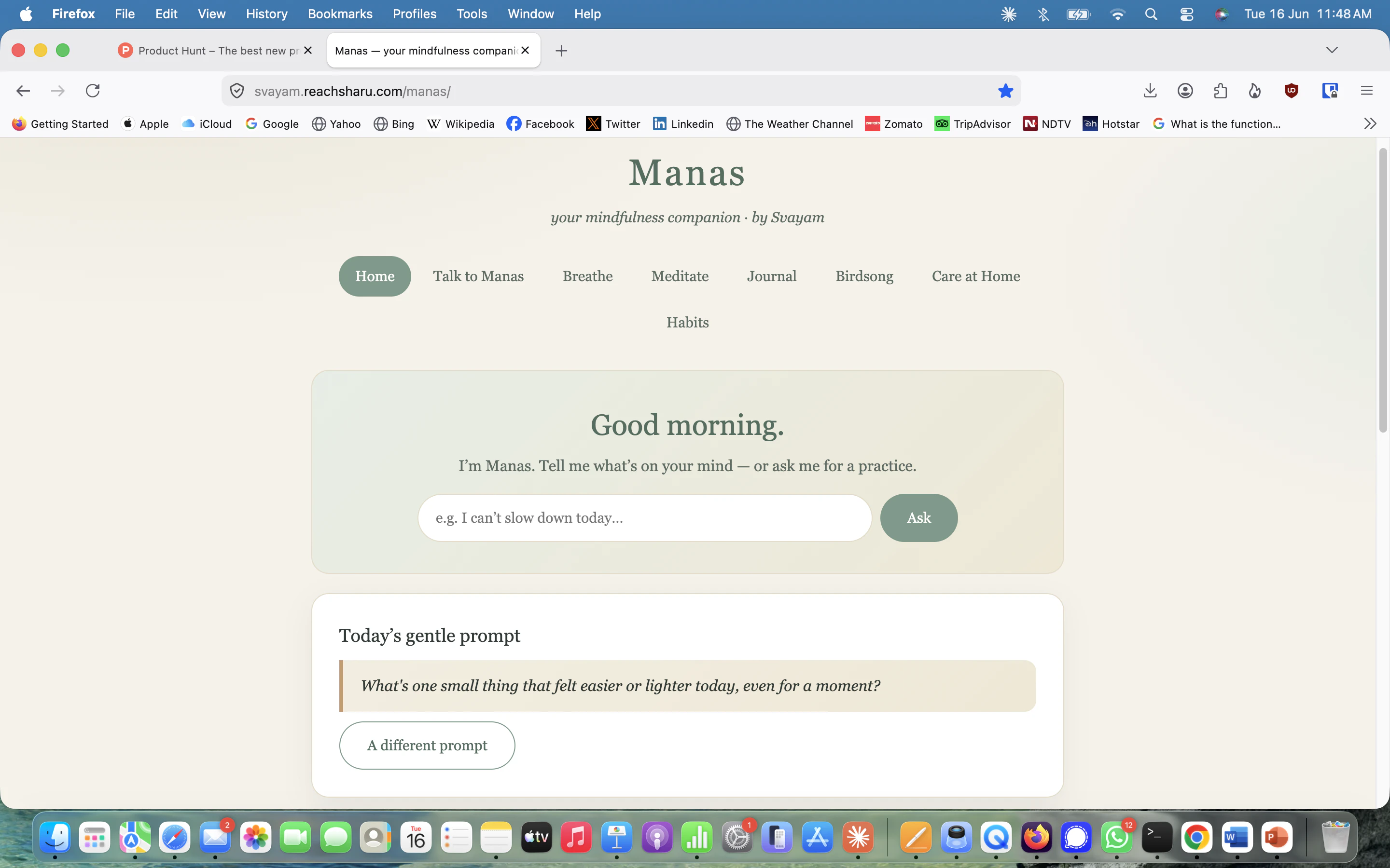 Manas — your own mindfulness companion logo