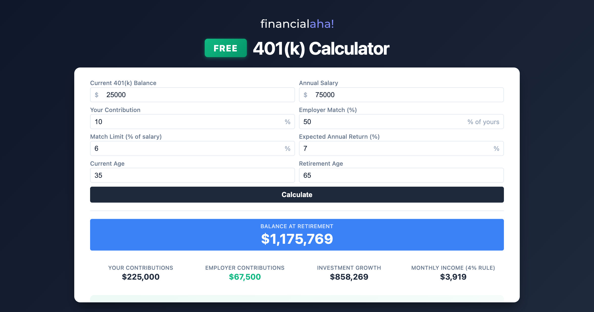 FinancialAha Free Calculators gallery image