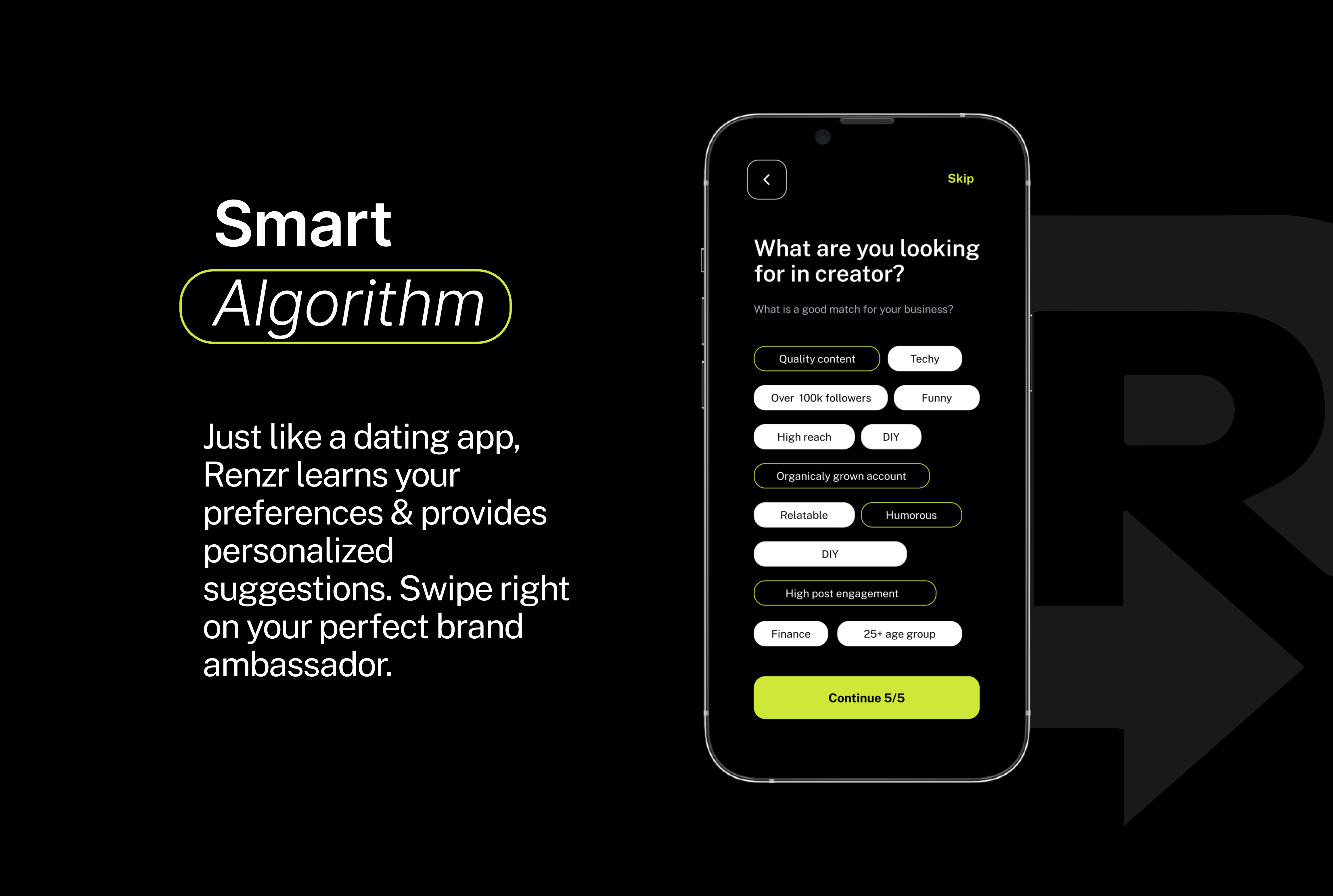 Renzr - Tinder for businesses & creators media 2