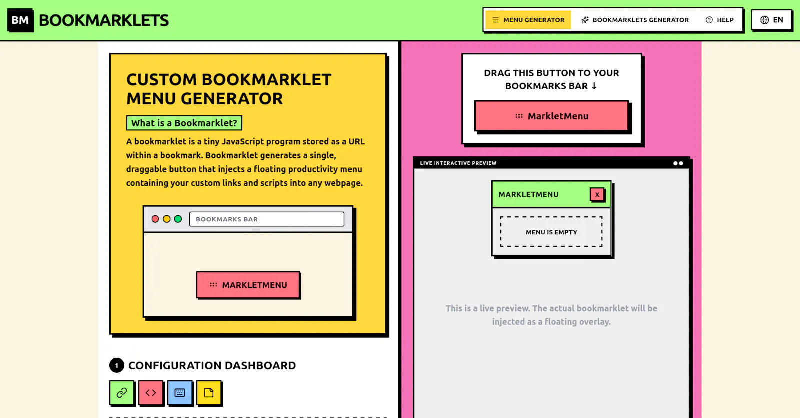 Bookmarklets screenshot 1