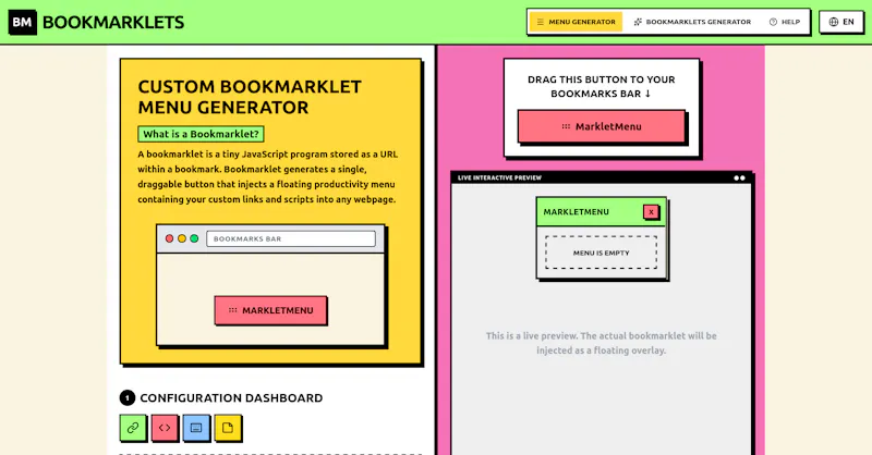 Bookmarklets screenshot 1
