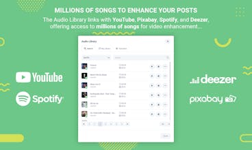 Acceso a una amplia variedad de opciones de música de diversas plataformas como YouTube y Spotify con la biblioteca de audio de RADAAR.