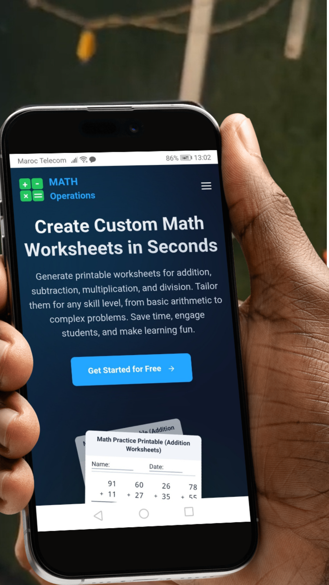 Math Worksheet Generator - Main screenshot showing features and interface