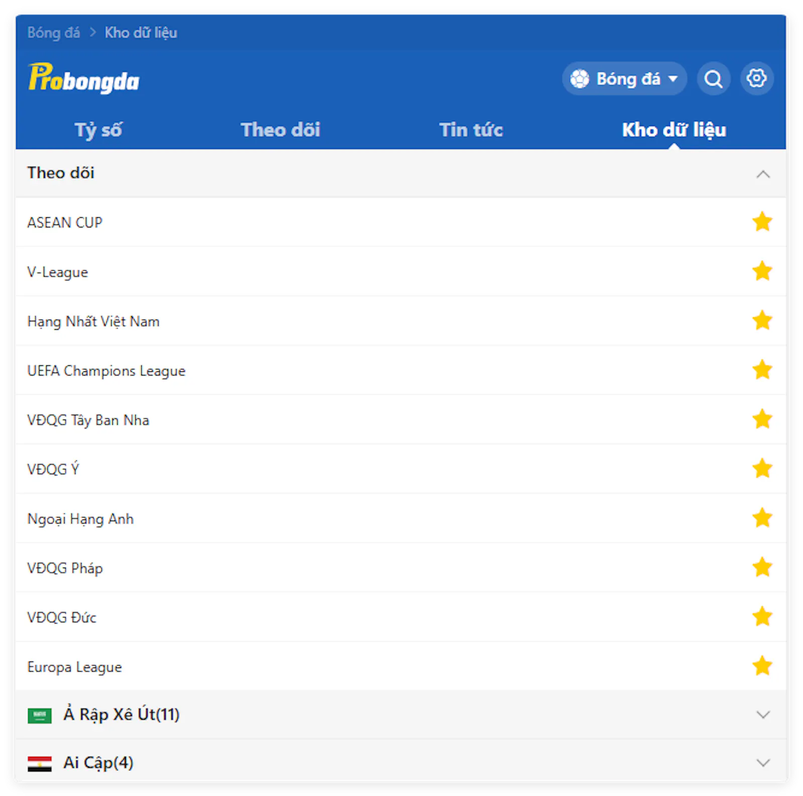 Probongda Tỷ số bóng đá VN screenshot 6