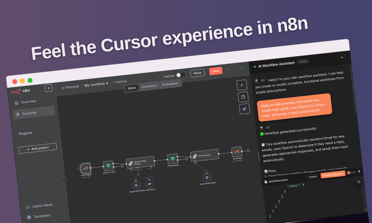 Média Ambiance n8n - Curseur / Lovable pour N8N pour générer des workflows en quelques secondes 2