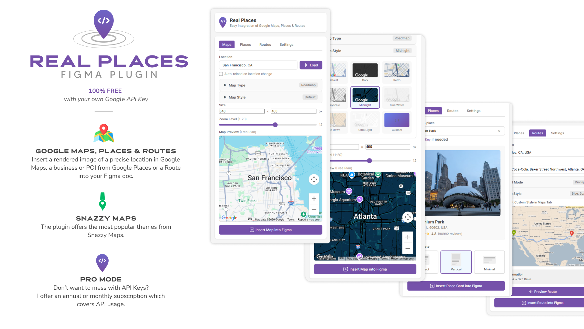Real Places: Figma Plugin - Main product screenshot demonstrating key features and user interface