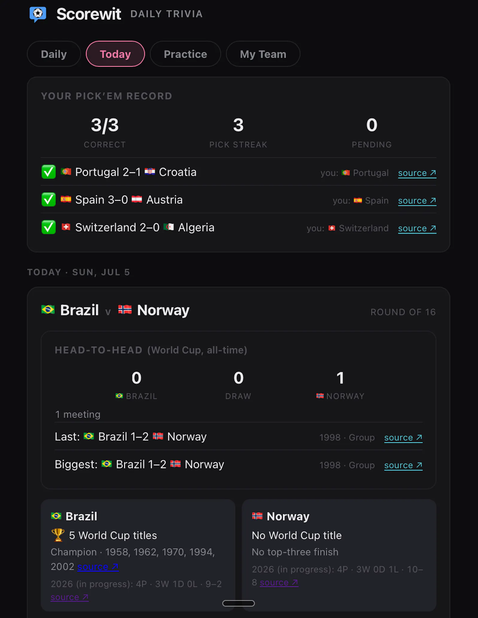 Scorewit — Daily World Cup Trivia screenshot 3