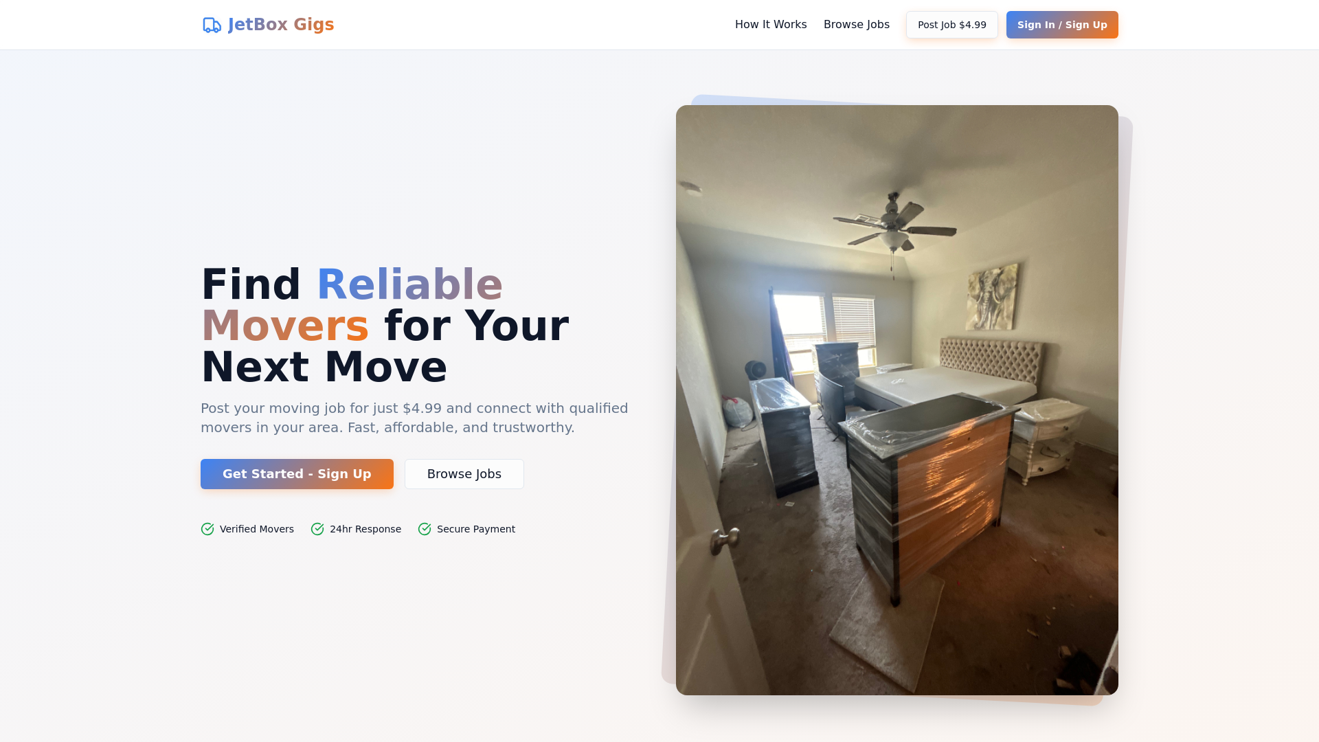 JetBox Gigs - Main screenshot showing features and interface