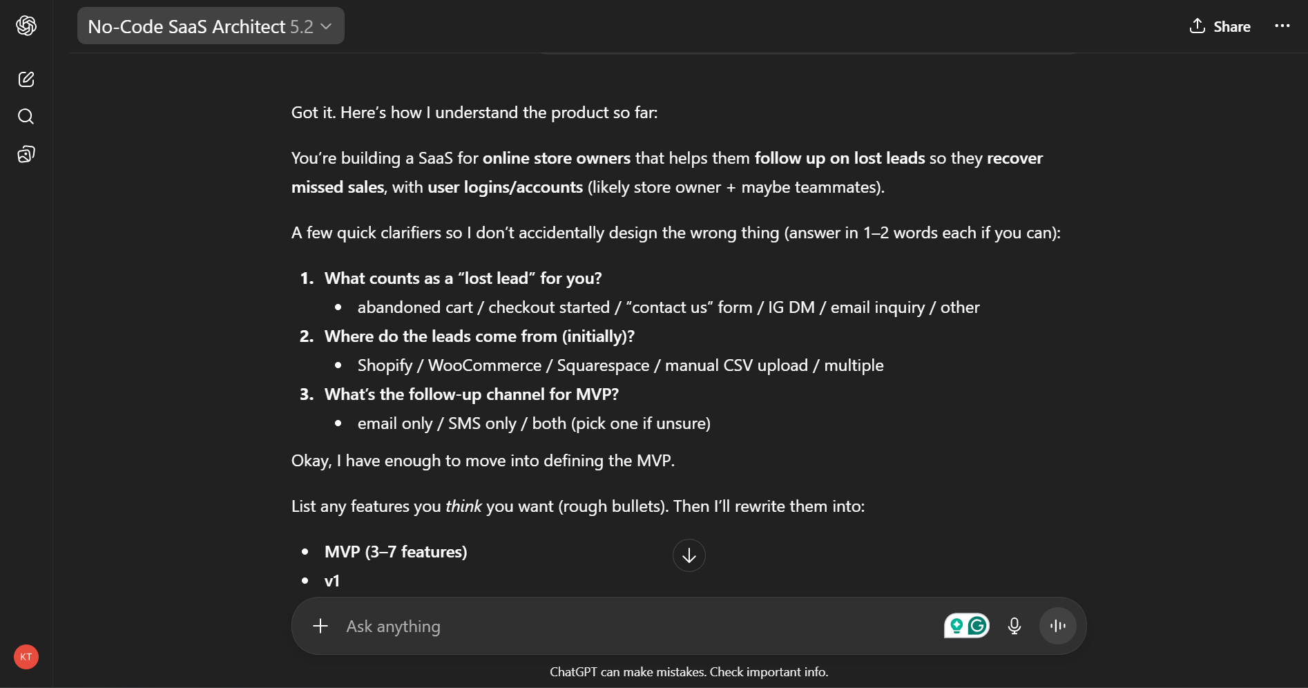 GPT: No-code SaaS Architect gallery image
