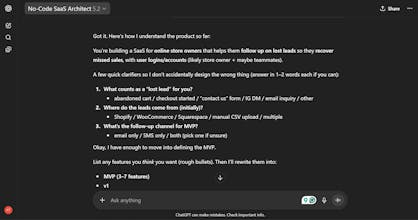 GPT: No-code SaaS Architect gallery image